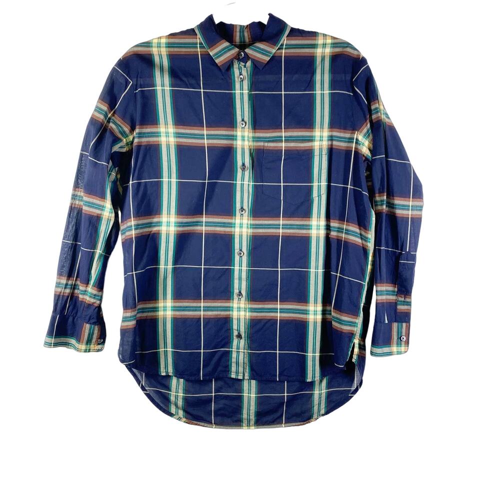 Madewell Plaid Shirt Button Up Ex-Boyfriend Top Cotton Womens Oversized Size XXS